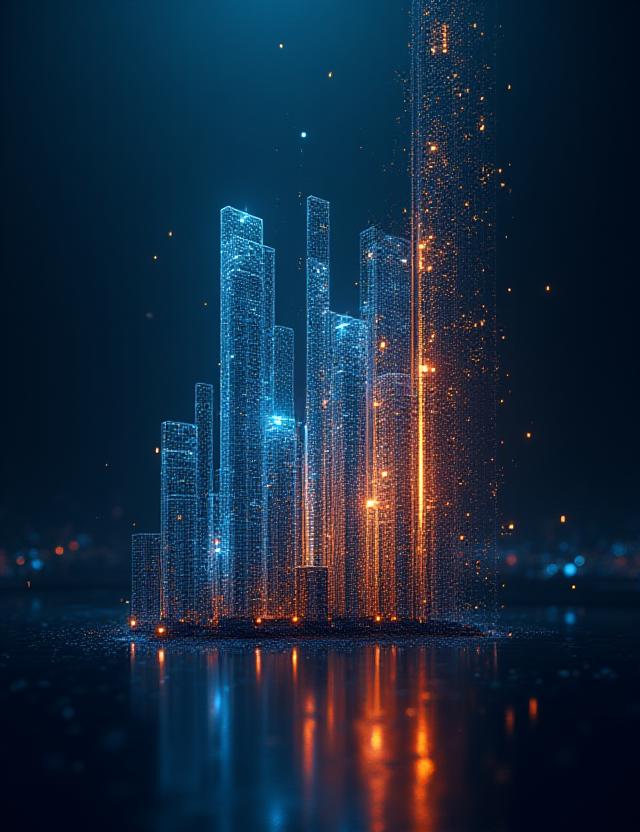 Abstract conceptual visualization of data and strategic growth