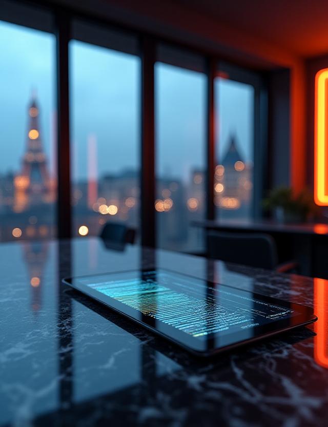 Modern Paris office with digital displays